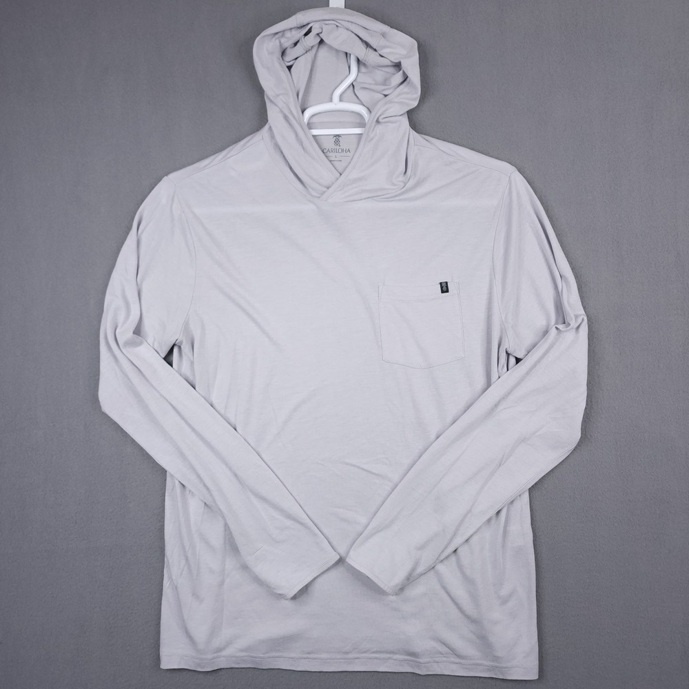 Cariloha Mens Large Gray Long Sleeve Bamboo Hoodie Lightweight Pocket Pullover